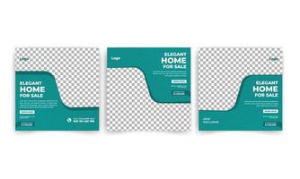 Home rent and sale social media advertising posts digital marketing vector sets. Unique geometric modern square template social media layouts poster and promo social media banners design.