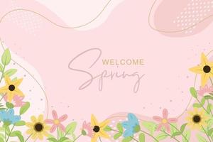 Beautiful hand drawn spring flower background vector