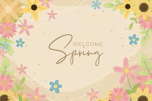 Beautiful hand drawn spring flower background vector