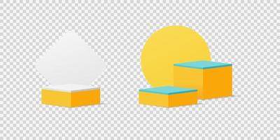 Set of podiums on transparent background. Pedestal isolated transparent background. Vector illustration.