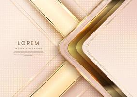 Abstract 3d modern luxury template gold color and gold arrow background with golden glitter line light sparkle. vector