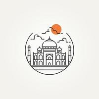 taj mahal contorno minimalista línea arte icono logo vector