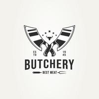 vintage retro butchery shop badge logo design vector