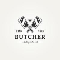 vintage butcher shop badge logo design