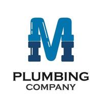 Letter m with plumbing logo template illustration vector