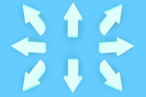 Abstract blue arrows 3d vector set, isolated 3d rendering, graphic design