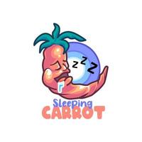 Sleeping Carrot Cartoon Mascot Logo Illustration vector