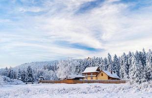 Winter landscape with snow in mountains photo