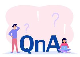 Illustration vector graphic cartoon character of QnA