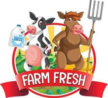 A cow with a Farm fresh label vector