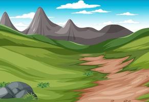 Scene with green field and mountains vector