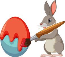 Gray bunny painting on egg vector