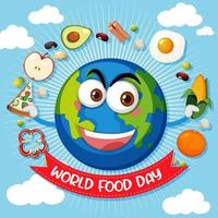 World Food Day logo with earth emotion face vector