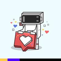 Astronaut box carry 3d love sign vector