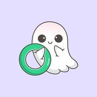 Cute ghost playing gameshorror illustration vector