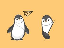 2 penguins with different styles vector