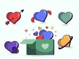 Collection of love and cardboard symbols vector