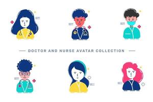ilustración plana del avatar médico y enfermera vector