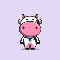 ilustración de personaje de vaca con collar vector