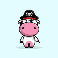 Cow illustration with pirate look vector