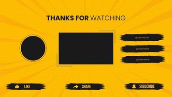 Social Media Video End Screen Template vector