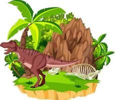 Scene with tyrannosaurus rex and bone vector