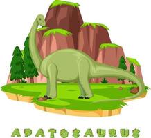 Dinosaur wordcard for apatosaurus vector