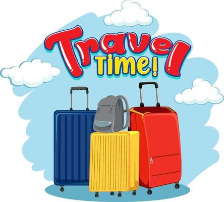 Travel TIme typography design with luggages