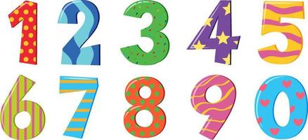 Font design for number one to zero on white background vector