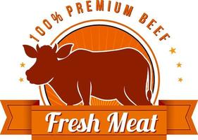 una vaca con una etiqueta de carne fresca vector