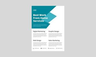 work from home flyer design template. working from home poster, leaflet design. vector