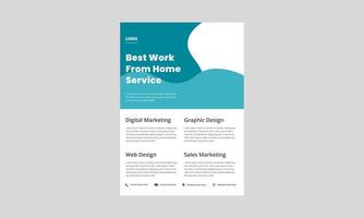 work from home flyer design template. working from home poster, leaflet design. vector