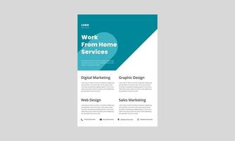 work from home flyer design template. working from home poster, leaflet design. vector