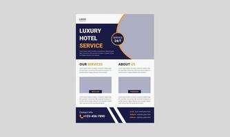 Best hotel service flyer template design. Golden hotel flyer poster leaflet design. cover, poster, a4 size, brochure, flyer, print ready vector