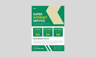 Internet service provider flyer template design. Broadband service flyer poster leaflet template. cover, a4 size, brochure, flyer, print ready vector