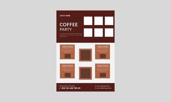 plantilla de volante de cafetería, diseño de póster de volante de promoción de café. plantilla de diseño de volante de café en la ciudad. vector