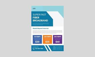 Internet service provider flyer template design. Broadband service flyer poster leaflet template. cover, a4 size, brochure, flyer, print ready vector