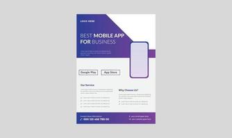 Mobile apps Flyer template, Mobile app promotion flyer template, Mobile app flyer and poster design. vector