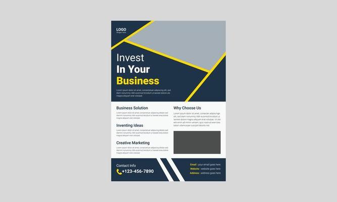 Investment flyer template design. Finance banking poster leaflet template. business investment flyer design, cover, a4 size, flyer, print ready