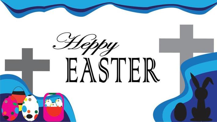 Happy Easter banner with copy space area display and festive decorations for Easter.