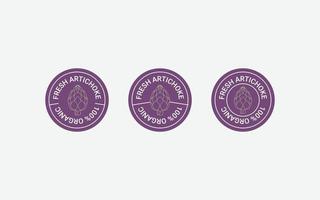 Artichoke stamp badge label design set. Circle form templates, element for design, advertising, packaging of Artichoke products vector
