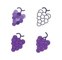 vector libre de estilo plano de uvas. racimo de uvas con el tallo