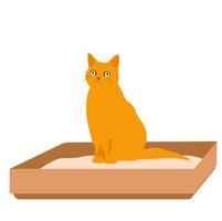 Ilustración de stock de vector de baño de gato. bandeja para gatos. una mascota. higiene. Aislado en un fondo blanco.