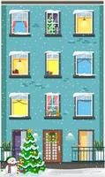 Apartment building with windows vector