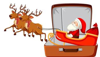 Christmas theme with Santa in a luggage on white background vector