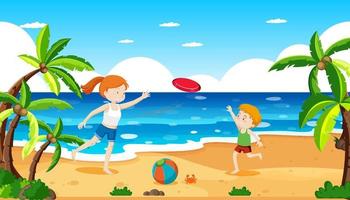 Scene with people on the beach vector