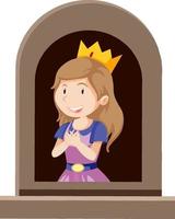 personaje de princesa de fantasía junto a la ventana sobre fondo blanco vector