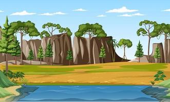 Prehistoric forest scene background vector