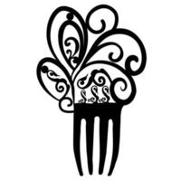 peine español. pasador de pelo de mujer con traje de baile flamenco. ilustración de stock vectorial. silueta en blanco y negro. Aislado en un fondo blanco. vector