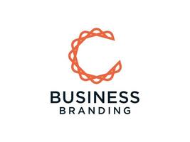 logotipo abstracto de la letra c inicial. estilo de línea naranja aislado sobre fondo blanco. utilizable para logotipos de negocios y tecnología. elemento de plantilla de diseño de logotipo de vector plano.